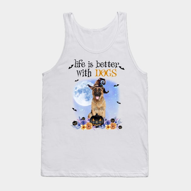 German Shepherd Witch Hat Life Is Better With Dogs Tank Top by Benko Clarence